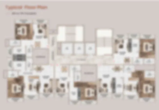 Floor plan of 2BHK flats in Thane, with structured apartment units placed symmetrically around the core services like lifts and stairs.